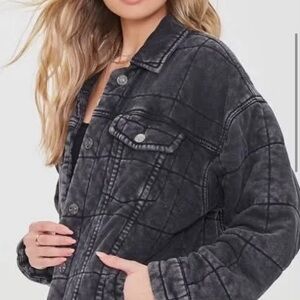 🎁NWT Forever 21 Washed Black Casual L/S Jacket-Medium